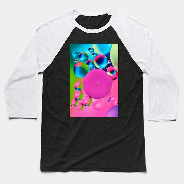 Colorful close up of oil drops in water Baseball T-Shirt by philippemx